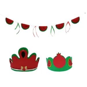 ریسه تزئینی و تاج مدل یلدا طرح هندوانه کد 765 مجموعه 3 عددی