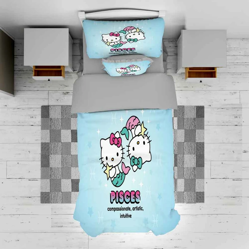 سرویس روتختی مدل کیتی کارتونی TXY678 تک نفره 5 تکه