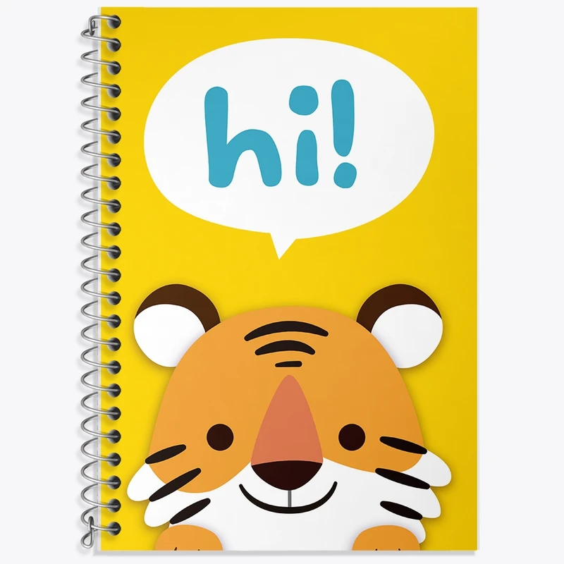 دفتر زبان 50 برگ خندالو مدل سه خط طرح ببر بامزه کد F2004