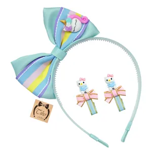 ست تل و گیره مو دخترانه مدل یونیکورن اسب تک شاخ و کیتی مجموعه 3 عددی