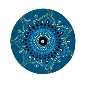 بشقاب دیوار کوب سفالی طرح نقطه کوبی کد 3