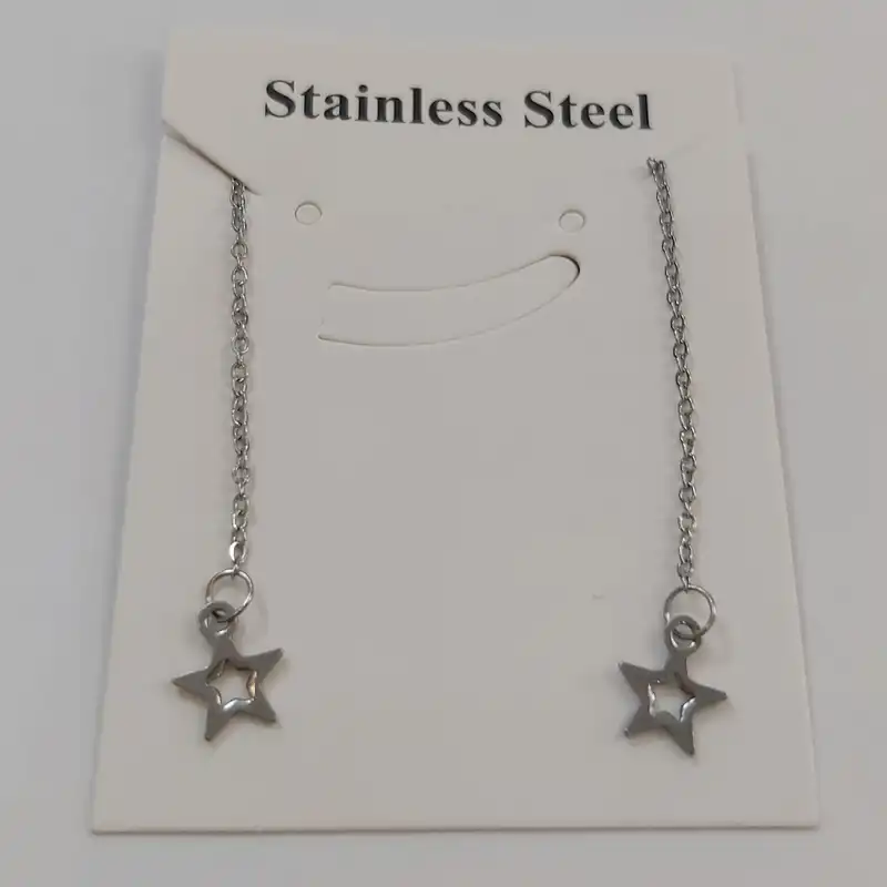 گوشواره زنانه استینلس استیل مدل بخیه طرح ستاره کد sta111