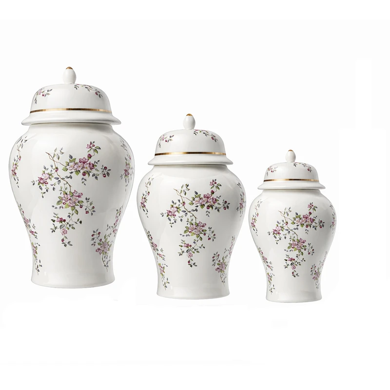 بانکه مدل جینجر جار طرح شکوفه بهاری کد 002 مجموعه سه عددی