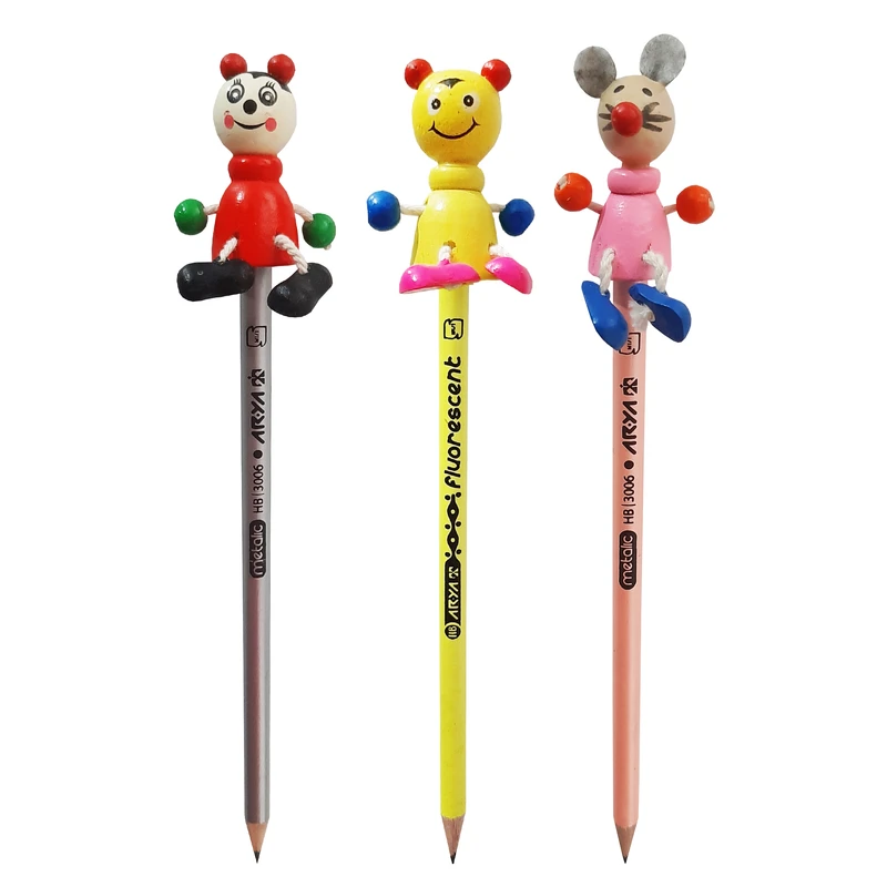 مداد مشکی آریا مدل حیوانات کد sb-333 به همراه سرمدادی مجموعه 6 عددی