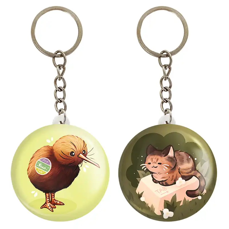 جاکلیدی خندالو مدل گربه و کیوی حیوانات بامزه کد 2106221055 مجموعه 2 عددی