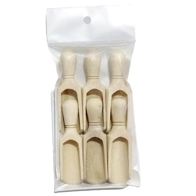 قاشق ادویه چوبی مدل سرتاس کد s 201 مجموعه 6 عددی