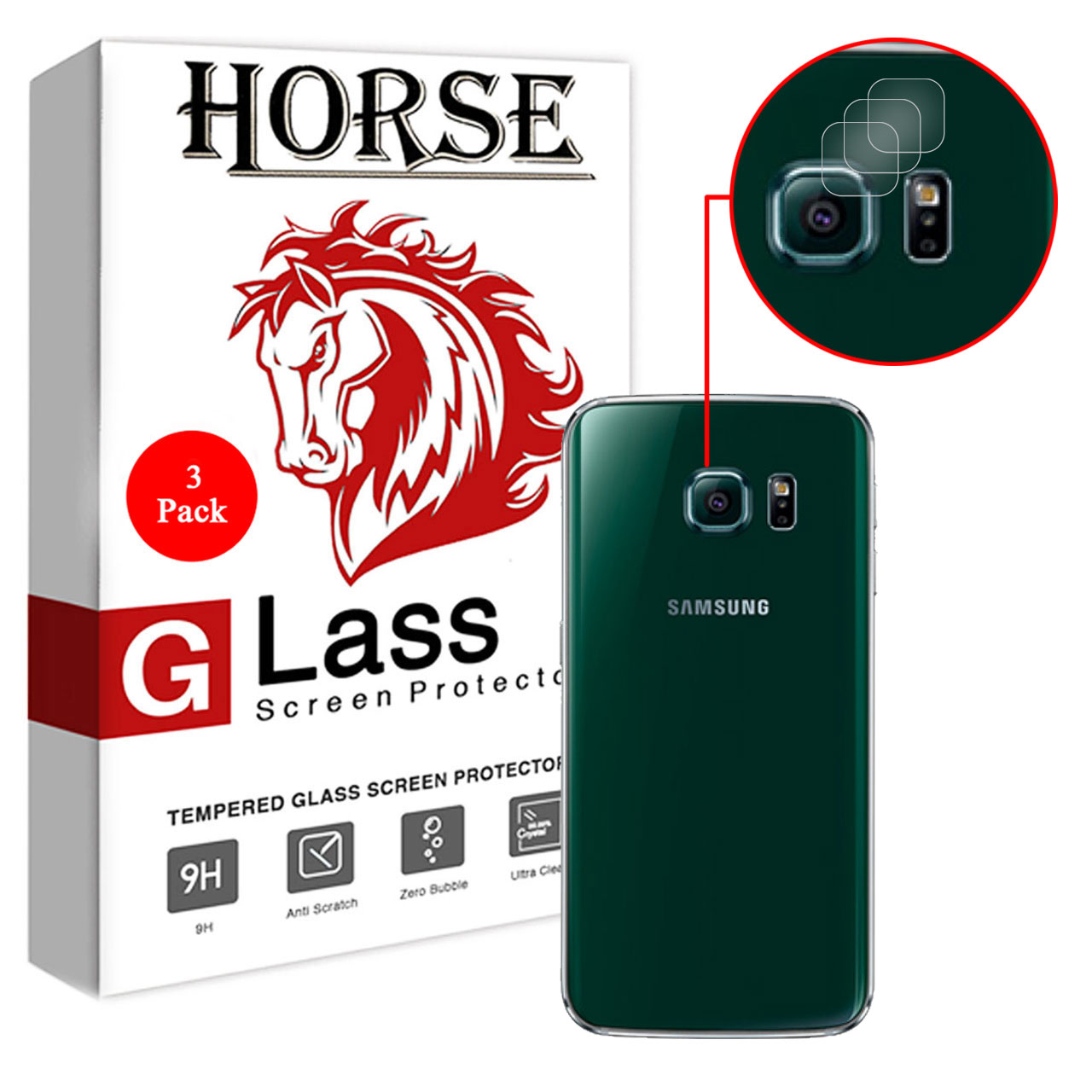 محافظ لنز دوربین هورس مدل UTF مناسب برای گوشی موبایل سامسونگ Galaxy S6 edge بسته سه عددی
