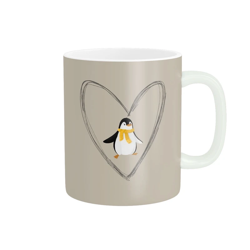 ماگ پاد آفرین مدل پنگوئن بامزه و قلب کد360