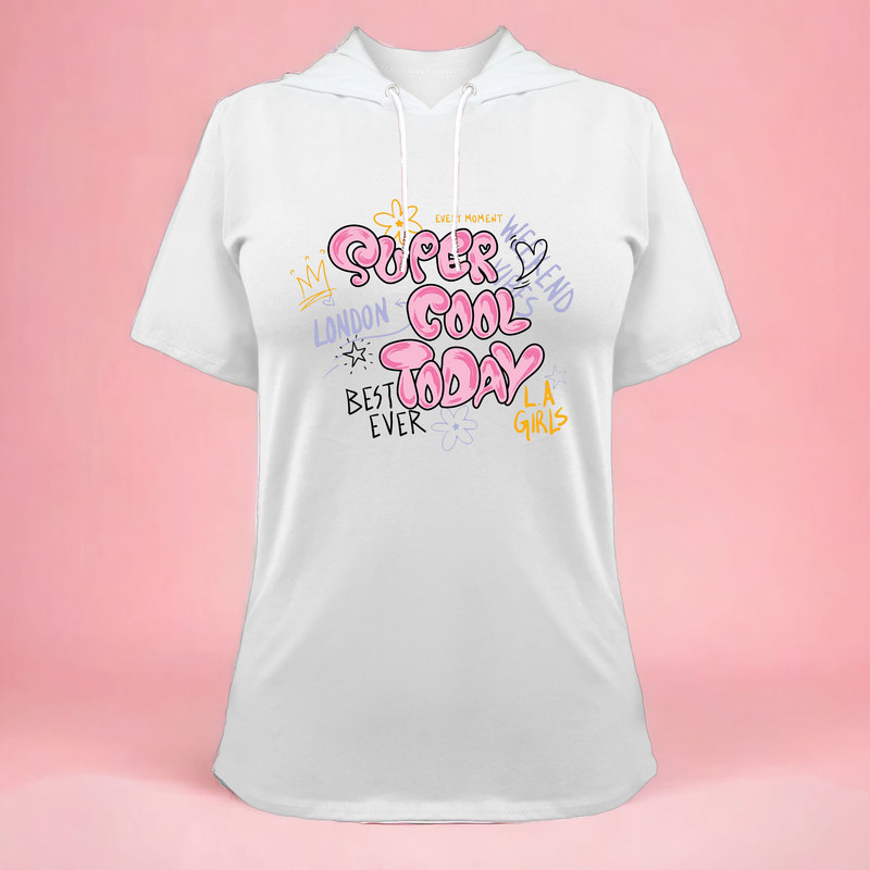 تی شرت کلاه دار آستین کوتاه زنانه مدل G140209233 رنگ سفید