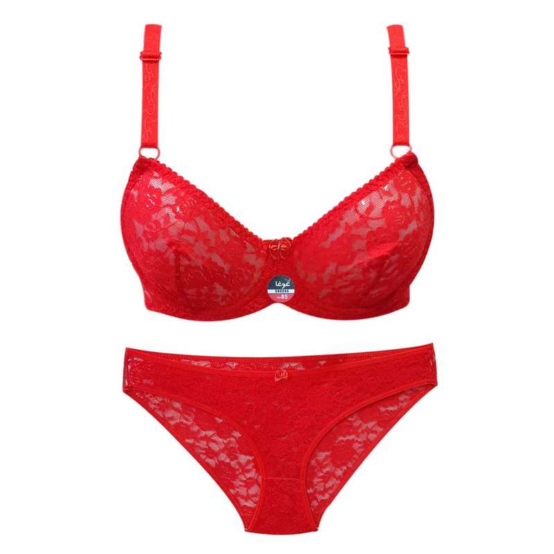ست شورت و سوتین زنانه غوغا مدل گیپور کد Oid-StW0000001236060RED