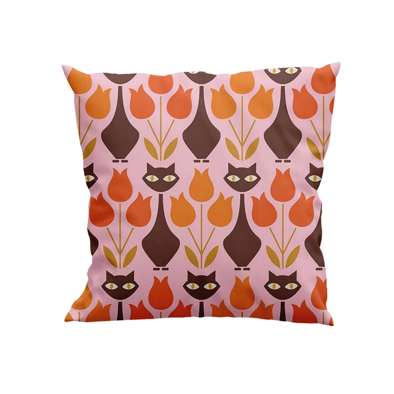 کوسن پاد آفرین مدل گل و گربه های فانتزی کد DKK637