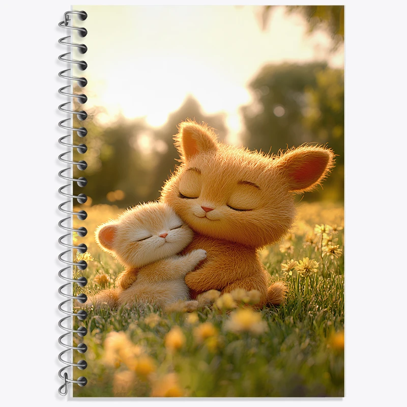 دفتر زبان 50 برگ خندالو مدل دو خط طرح گربه کیوت کد F5344