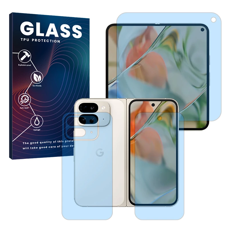 محافظ صفحه نمایش ضداشعه آبی گلس مدل Eye Care مناسب برای گوشی موبایل گوگل Pixel 9 Pro Fold به همراه محافظ پشت گوشی