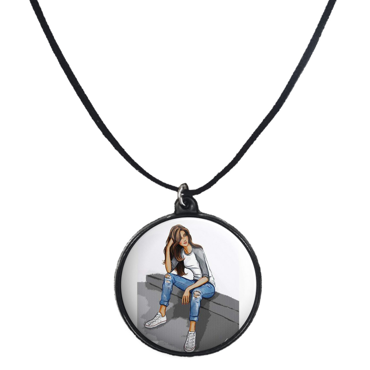 گردنبند پرمانه طرح دخترونه کد pmb.4536 مدل دو طرفه