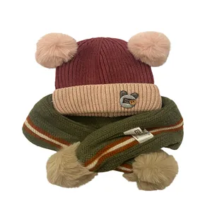 ست کلاه و شال گردن بافتنی بچگانه مدل k2