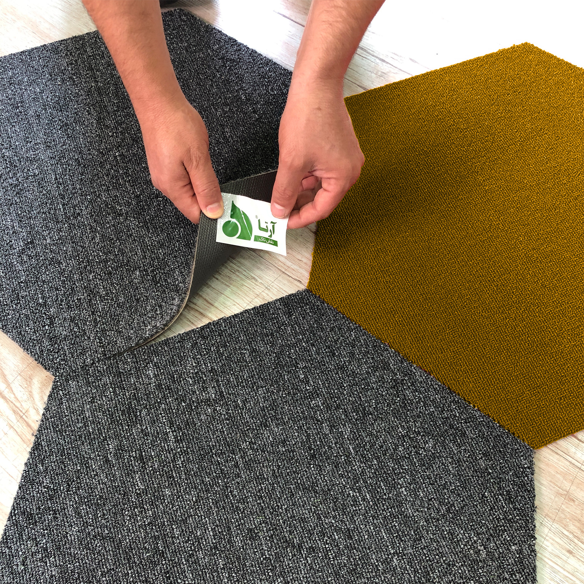 موکت آرتا نقش تاک مدل تایل شش ضلعی کلاسیک مونو کروم