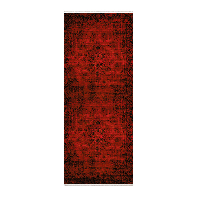 فرش ماشینی زانیس مدل کناره وینتیج طرح مدرن زمینه قرمز
