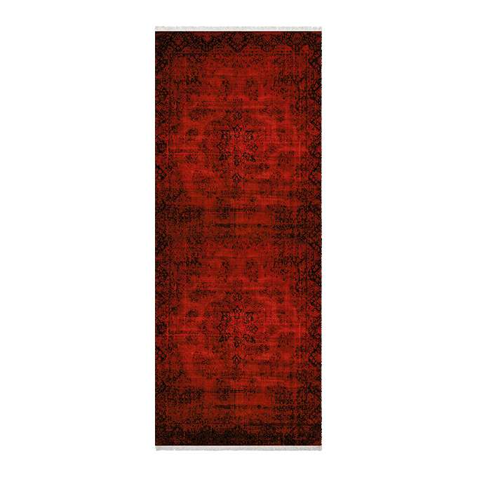 فرش ماشینی زانیس مدل کناره وینتیج طرح مدرن زمینه قرمز