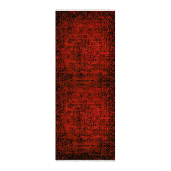 فرش ماشینی زانیس مدل کناره وینتیج طرح مدرن زمینه قرمز