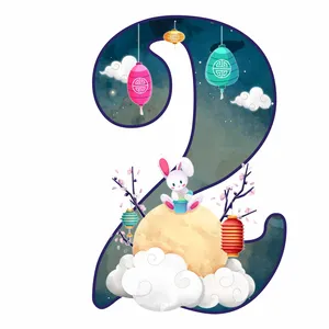 استند رومیزی تولد مدل عدد 2 طرح خرگوش کد 1095 