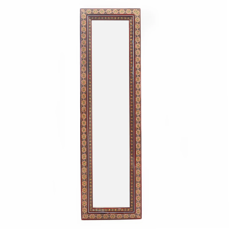 قاب عکس خاتم کاری چوبی صنایع دستی فاخر مدل سنتی طرح تک گل کد 50p15in45p10