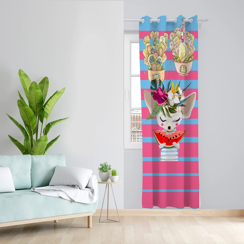 پرده طرح کودک مدل مخمل پانچی کد L 1176R Z سایز 140x200 سانتی متر