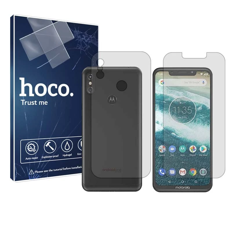 محافظ صفحه نمایش شفاف هوکو مدل HyGEL مناسب برای گوشی موبایل گوشی موبایل موتورولا Moto one به همراه محافظ پشت گوشی