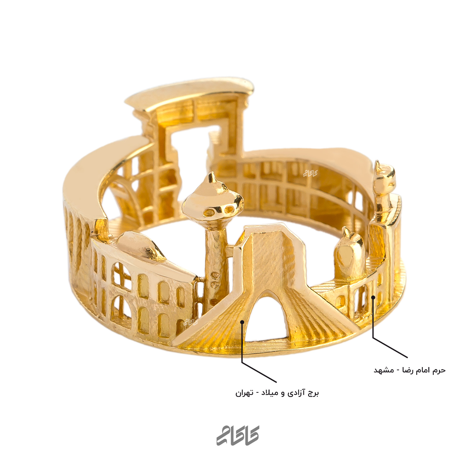 انگشتر طلا 18 عیار زنانه کاکامی مدل ایران کد 153 -  - 4