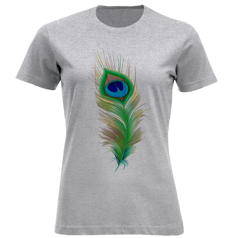 تی شرت آستین کوتاه زنانه مدل پر طاووس F871