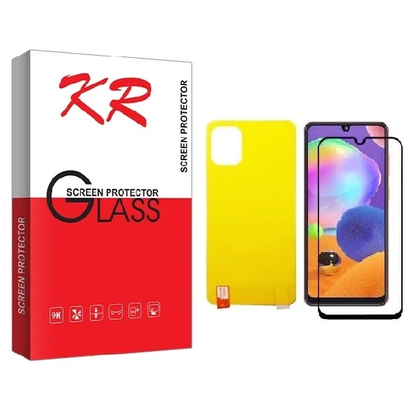 محافظ صفحه نمایش کی آر مدل FUL مناسب برای گوشی موبایل Galaxy A31 به همراه محافظ پشت گوشی