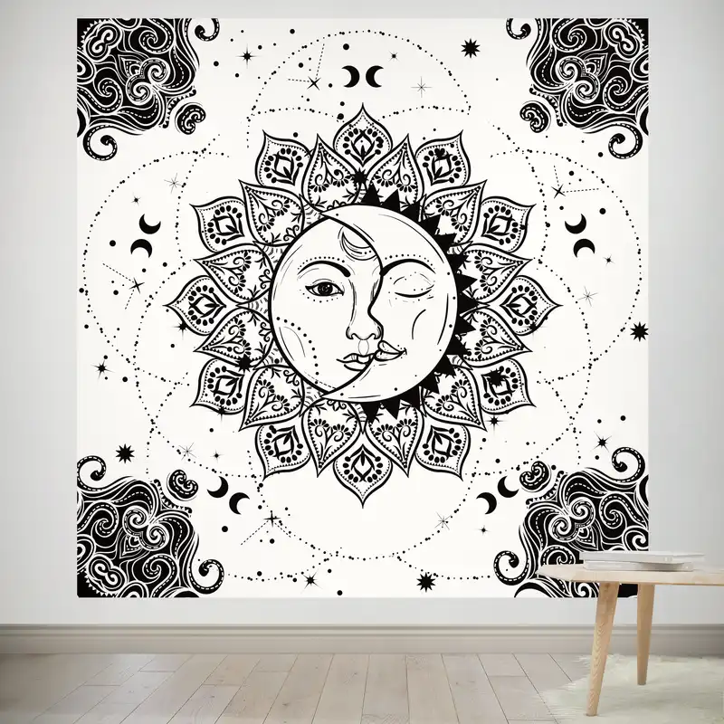 پوستر پارچه ای طرح بکدراپ ماه و خورشید 0034