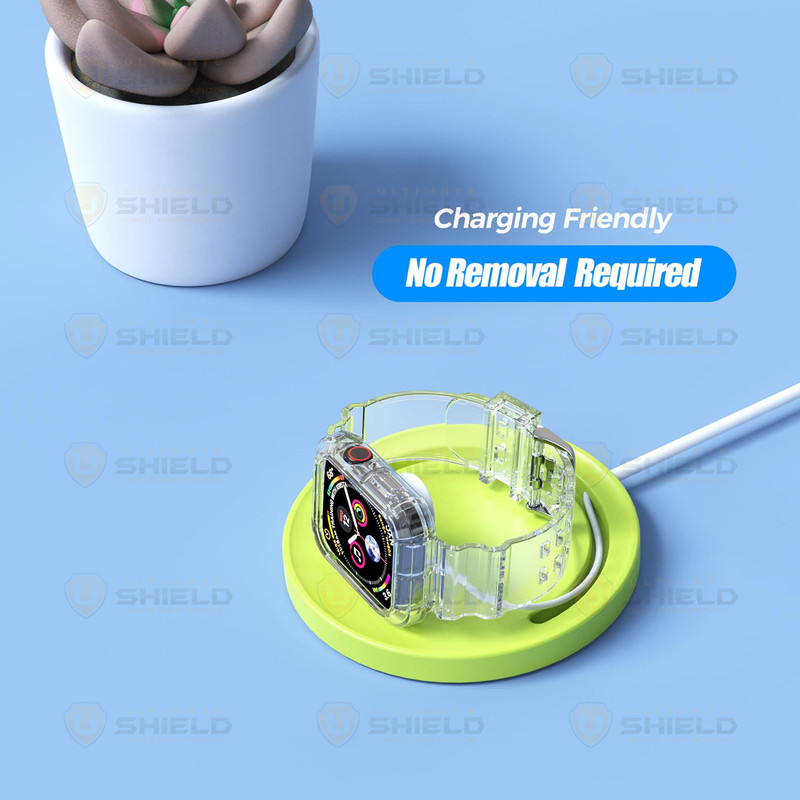 بند آلتیمیت شیلد مدل Transparent Shock مناسب برای اپل واچ 42/44/45 mm سری Se/1/2/3/4/5/6/7/8/9 به همراه کاور