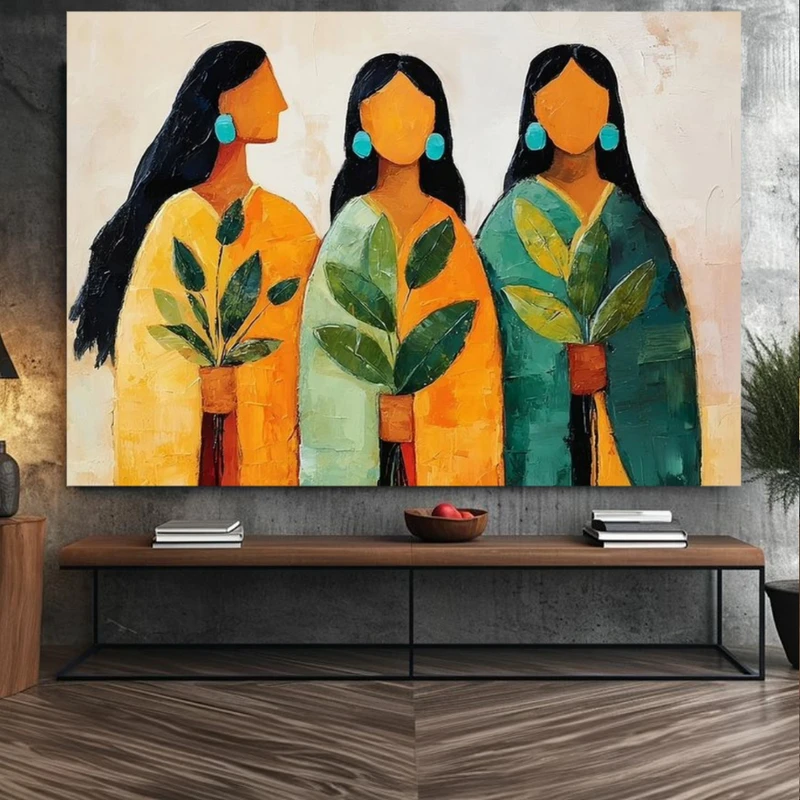 پوستر پارچه ای طرح مخمل نقاشی مینیمال مدل زندگی و طبیعت کد BK24833