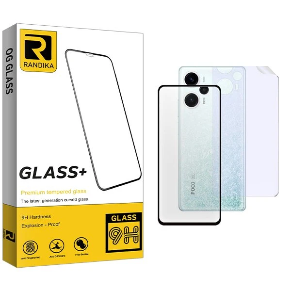 محافظ صفحه نمایش شیشه ای راندیکا مدل RK مناسب برای گوشی موبایل شیائومی Poco F5  به همراه محافظ پشت گوشی