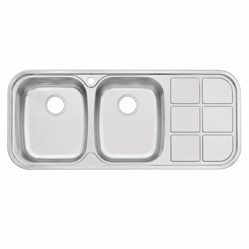 سینک ظرفشویی استیل توکار دو لگنه مدل 303