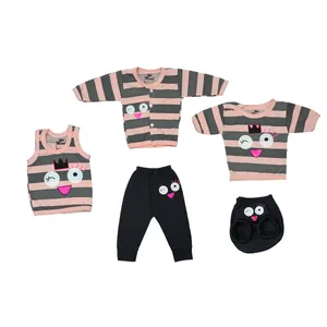 ست 5 تکه لباس نوزادی مدل چشمک و لبخند