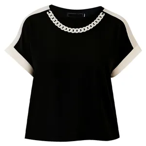 بلوز آستین کوتاه یقه گرد زنانه مدل bb51423