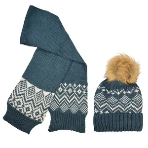 ست کلاه و شال گردن بافتنی بچگانه مدل  P4-1402