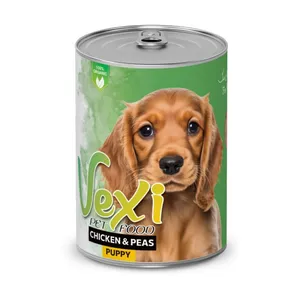 کنسرو سگ پته وکسی مدل مرغ و نخود فرنگی وزن 400 گرم