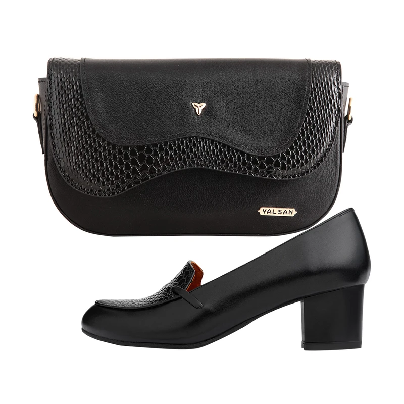 ست کیف و کفش زنانه چرم یلسان مدل هیوار کد KELARA-MRV-915-msk