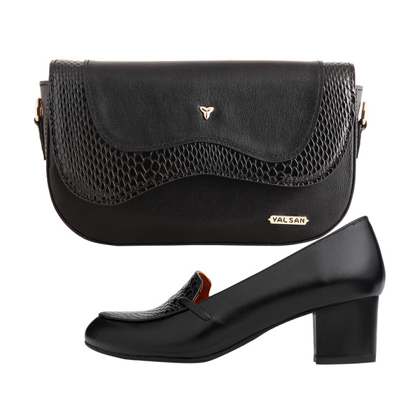 ست کیف و کفش زنانه چرم یلسان مدل هیوار کد KELARA-MRV-915-msk