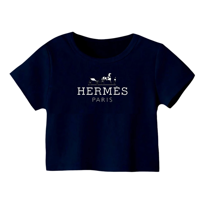 کراپ‌ تی‌شرت آستین کوتاه زنانه مدل لوگو کد 2