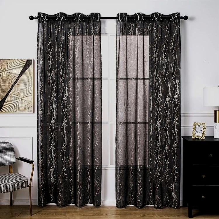 پرده تیکو دکو مدل تور فول امبرویدری کد 955 سایز 280*150 سانتیمتر مجموعه دو عددی 