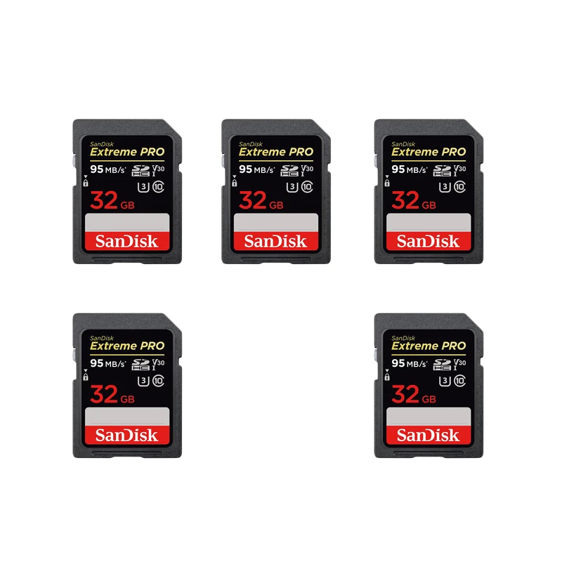 کارت حافظه SDHC سن دیسک مدل Extreme Pro V30 کلاس 10 استاندارد UHS-I U3 سرعت 633X 95MBps ظرفیت 32 گیگابایت  بسته 5عددی