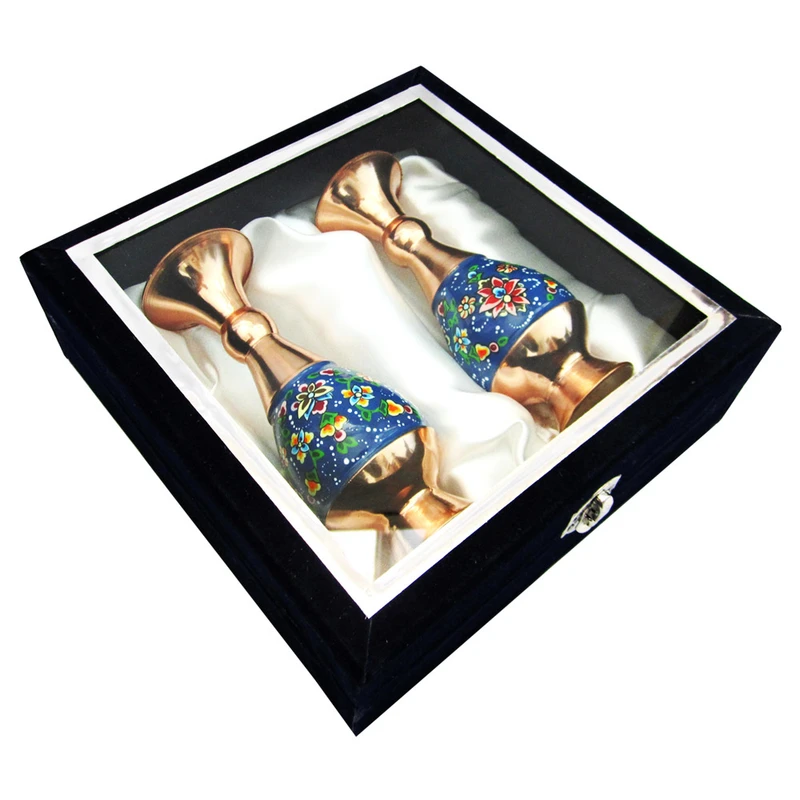 عکس شماره 2 : گلدان میناکاری مسی طرح پرداز کد 16 بسته 2 عددی