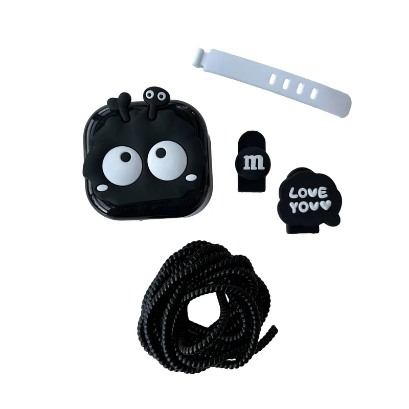 محافظ کابل مدل کریستالی هپل اسفنجی به همراه محافظ شارژر دیواری مجموعه 5 عددی