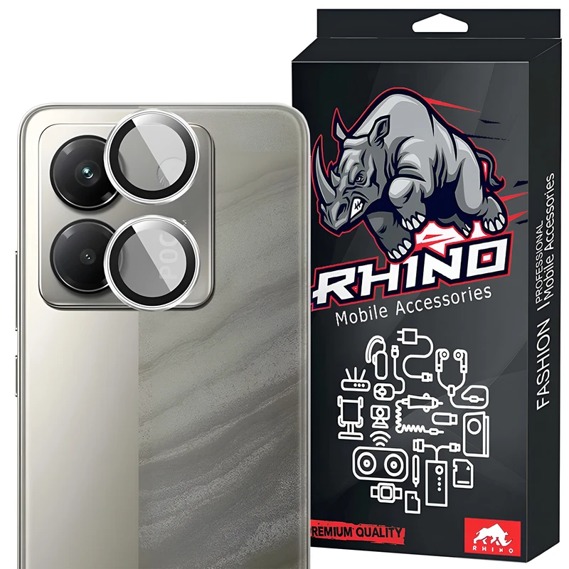 محافظ لنز دوربین شیشه‌ای راینو مدل R-Ring مناسب برای گوشی موبایل شیائومی Poco M7 Pro 5G