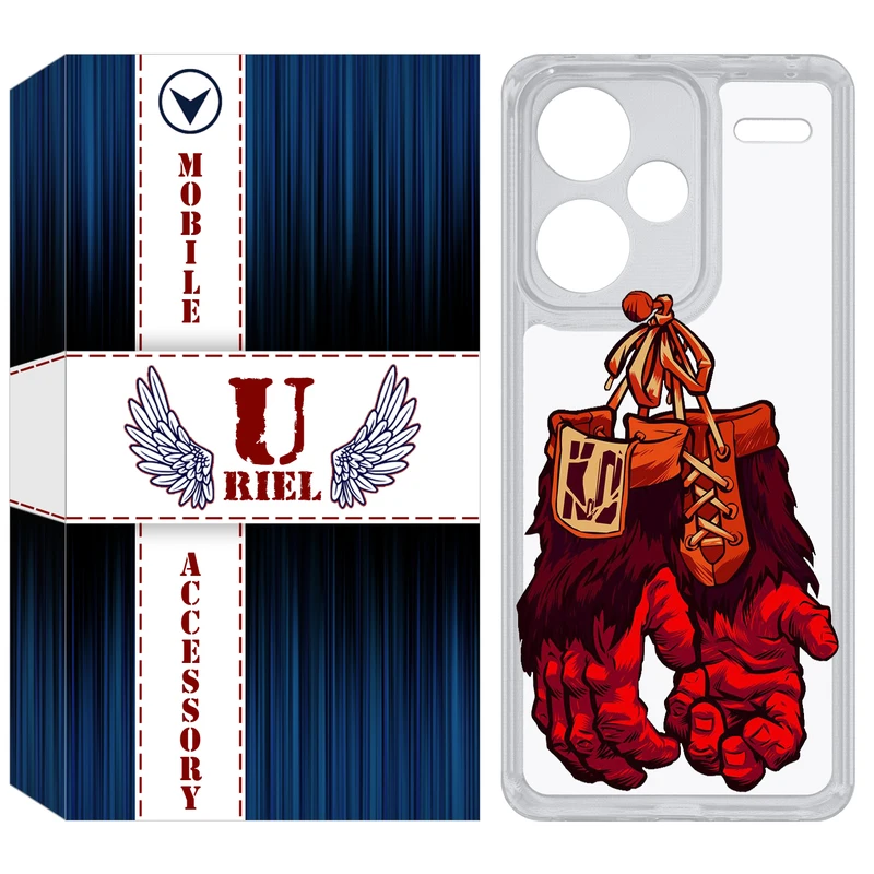 کاور یوریل مدل Clear کد 77 طرح دستکش مناسب برای گوشی موبایل شیائومی Redmi Note 13 Pro Plus