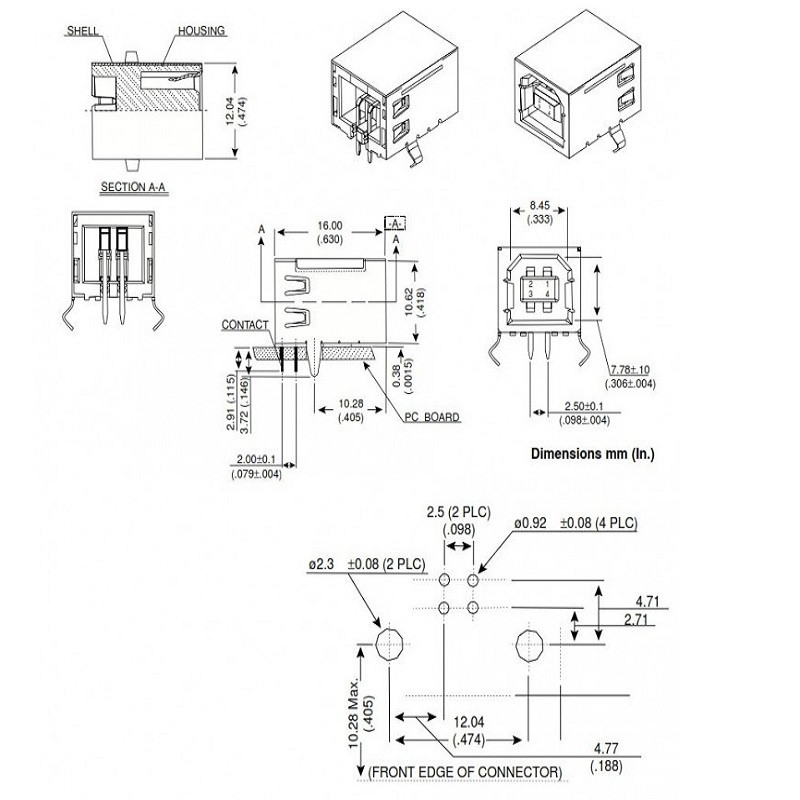 كانكتور مادگی USB-B مدل رایت