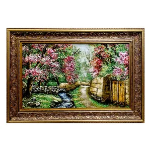 تابلو فرش دستباف طرح کوچه باغ بهاری ابریشمی کد DG006